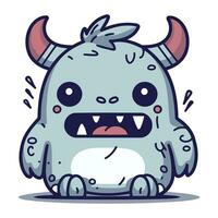 grappig tekenfilm monster. vector illustratie van schattig monster met hoorns.