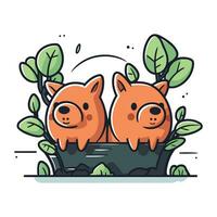 schattig weinig varkens in een mand. vector illustratie voor uw ontwerp