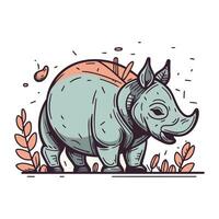 schattig neushoorn. vector illustratie in tekenfilm stijl.