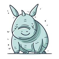 schattig neushoorn tekenfilm karakter. vector illustratie van een neushoorn.