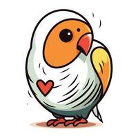 schattig tekenfilm papegaai met hart. vector illustratie geïsoleerd Aan wit achtergrond.