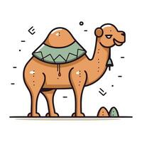 kameel in een hoed en sjaal. vector illustratie in vlak stijl