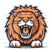 boos leeuw mascotte. vector illustratie van een brullen leeuw hoofd.