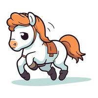 schattig tekenfilm pony rennen. vector illustratie geïsoleerd Aan wit achtergrond.
