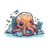 schattig tekenfilm Octopus Aan een wit achtergrond. vector illustratie.