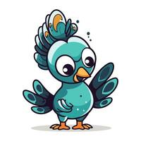 schattig tekenfilm blauw vogel. vector illustratie geïsoleerd Aan wit achtergrond.