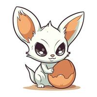 schattig weinig konijn met ei. vector illustratie van een tekenfilm karakter.