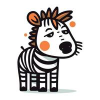 zebra tekening vector illustratie. schattig tekenfilm zebra.