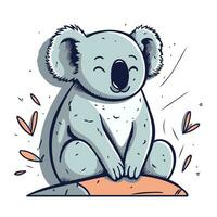 schattig tekenfilm koala zittend Aan een steen. vector illustratie.