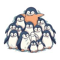 pinguïn familie. vector illustratie van schattig tekenfilm pinguïns.