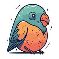 vector illustratie van schattig tekenfilm papegaai. hand- getrokken papegaai.