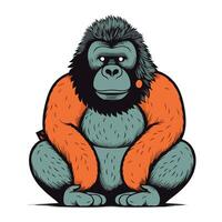 gorilla zittend Aan de vloer. vector illustratie voor uw ontwerp