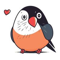 schattig tekenfilm pinguïn met hart. vector illustratie geïsoleerd Aan wit achtergrond.