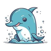 schattig tekenfilm dolfijn. vector illustratie geïsoleerd Aan een wit achtergrond.