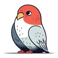 vector illustratie van een schattig rood papegaai Aan een wit achtergrond.