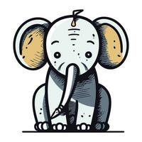 schattig tekenfilm olifant met een potlood. vector illustratie Aan wit achtergrond.