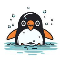 schattig pinguïn in de water. vector illustratie. vlak ontwerp.