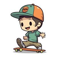 jongen skateboarder tekenfilm mascotte karakter vector illustratie