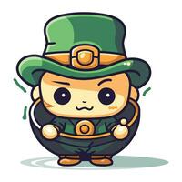 schattig elf van Ierse folklore karakter vector illustratie. st. patricks dag