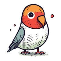 vector illustratie van schattig tekenfilm papegaai Aan wit achtergrond. hand- getrokken vogel.