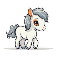 schattig tekenfilm pony geïsoleerd Aan een wit achtergrond. vector illustratie.