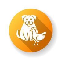 interspecies vriendschap geel plat ontwerp lange schaduw glyph icon vector