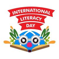 internationale alfabetiseringsdag illustratie. boek illustratie ontwerp vector