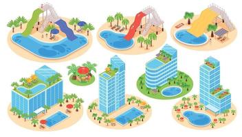 hotel waterpark set vector