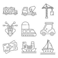 transport dunne lijn pictogrammen sets vector