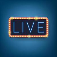 live, neonlamp, retro lichtframes. vector illustratie