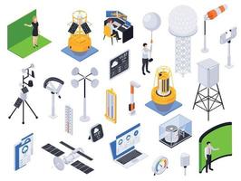 isometrische meteorologische apparatuur set vector