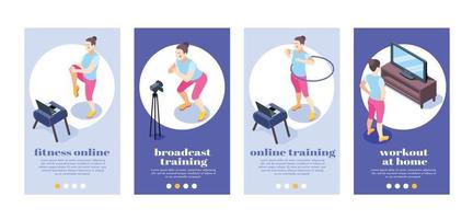 fitness online isometrische posters vector