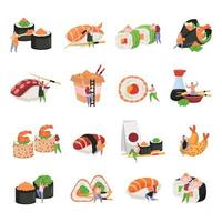 sushi platte pictogramserie vector