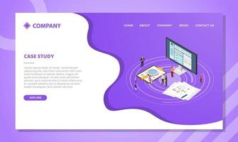 case study-concept voor websitesjabloon of landing vector