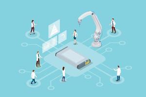 technologieconcept voor batterijonderzoek met moderne flat vector