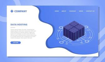 datahosting datacenterconcept voor websitesjabloon vector