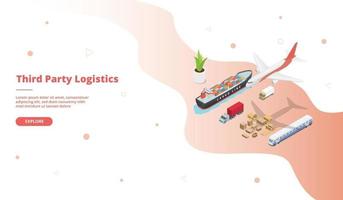 derde partij logistiek transport service schip vrachtwagen vliegtuig trein vector
