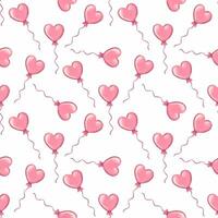naadloos patroon met roze hartvormige luchtballonnen vector