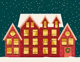 Kerstmis huis met countdown ramen. vrolijk Kerstmis poster. vector illustratie.