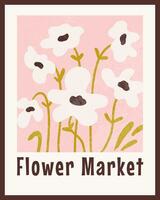 bloem markt abstract poster. hedendaags madeliefje bloem afdrukbare muur kunst. esthetisch botanisch aanplakbiljet, brochure, omslag, kaart kader. vector illustratie