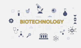 biotechnologieconcept met pictogrammenset met groot woord vector