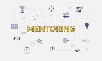 mentoring concept concept met icon set met groot woord vector