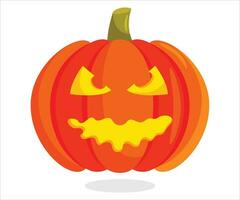 gesneden pompoen met boos gezicht vallen decor halloween decor vector