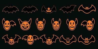 reeks van oranje geest vleermuizen silhouet Aan zwart achtergrond halloween eng concept vector