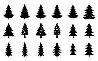 reeks van zwart Kerstmis bomen silhouet decoraties illustratie geïsoleerd Aan wit achtergrond vector