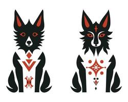wolf illustratie silhouet geïsoleerd wit achtergrond wolf wijnoogst logo t overhemd afdrukken vector