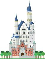 neuschwanstein kasteel, Beieren, duitsland. geïsoleerd Aan wit achtergrond vector illustratie.