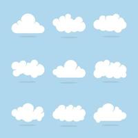 wolken pictogrammenset met blauwe achtergrond vector