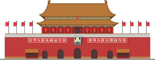 verboden stad, Peking, China. geïsoleerd Aan wit achtergrond vector illustratie.