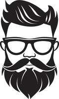 wijnoogst gevoel zwart vector kunst vieren gebaard kunstenaarstalent boho chique monochromatisch vector portret van hipster elegantie